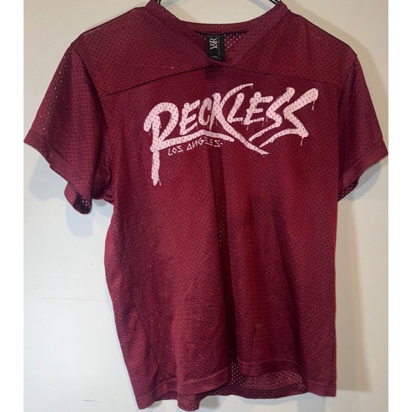 Zumiez Young & Reckless LA Red Basketball Jersey Style V-Neck T-Shirt Size S - Picture 6 of 16